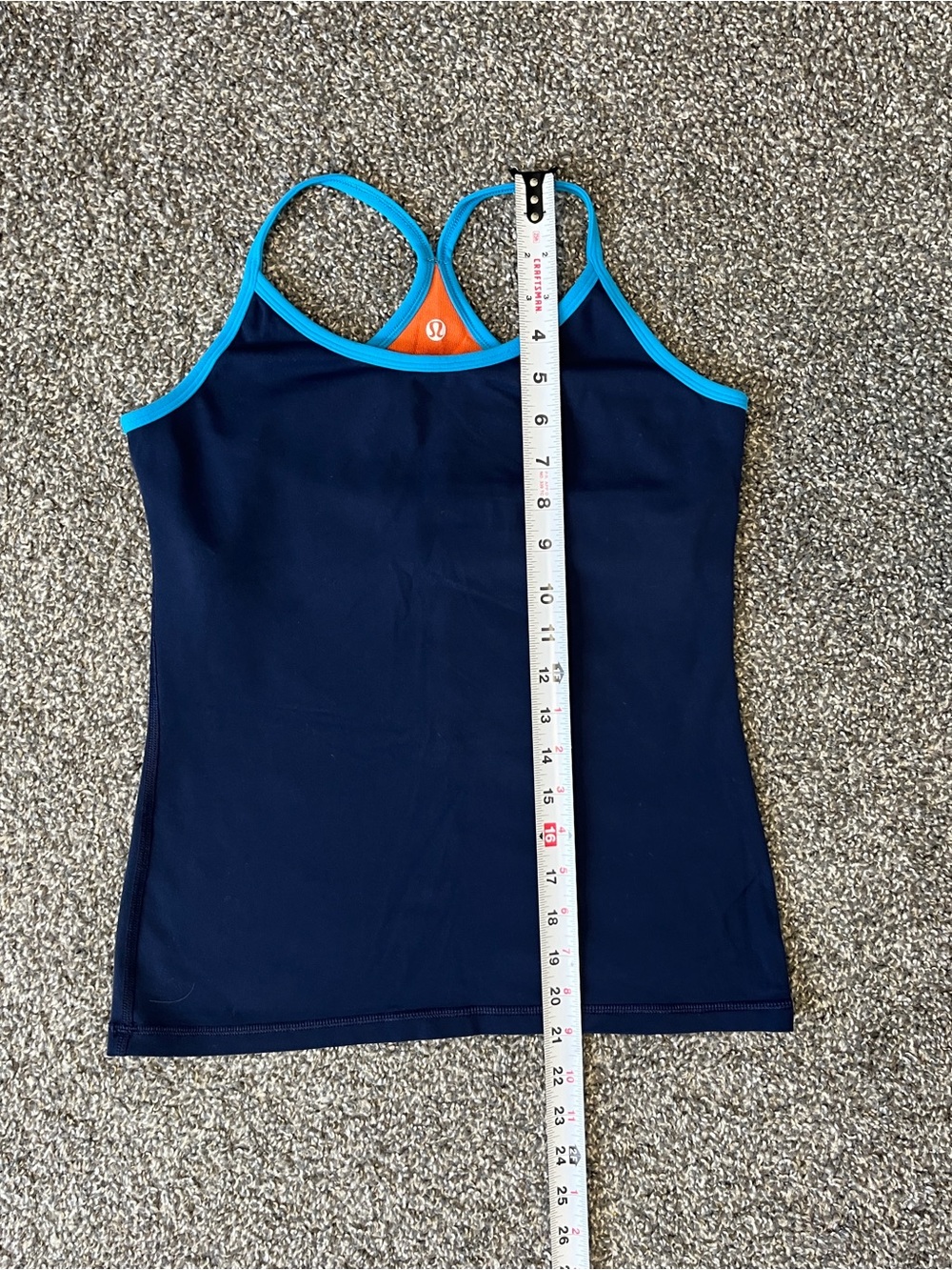 lululemon athletica Reversible Navy Power Y Tank with Bright Blue Trim Size 8 - Picture 6 of 10